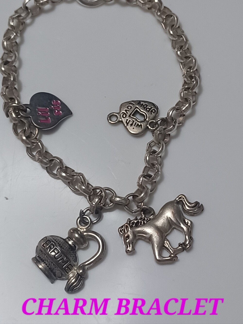 FS. Charm bracelet starter pack  add new lucky horse girl  pink silver girls jew